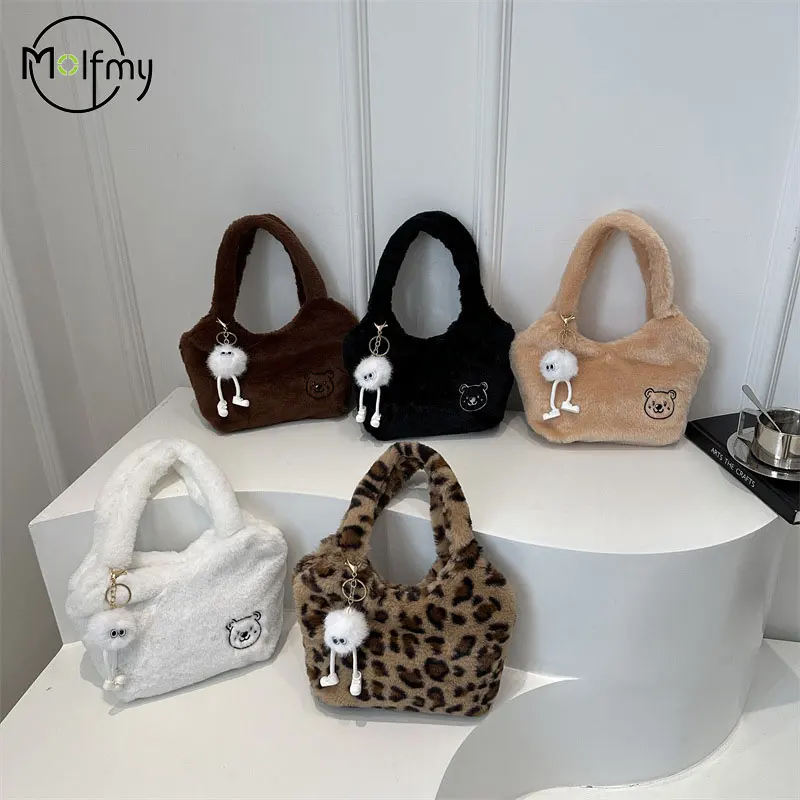 

Women's Faux Fur Bag Crossbody Handbag Shoulder Tote Bag Casual Warm Plush Handbag Half-Moon Stylish Lady Sac Fourrure 2025 New