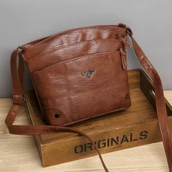 Bolso cruzado con textura de cuero suave para mujer, bolso de hombro de moda, Simple, tendencia europea, Retro, bolso de mano de gran capacidad múltiple, nuevo