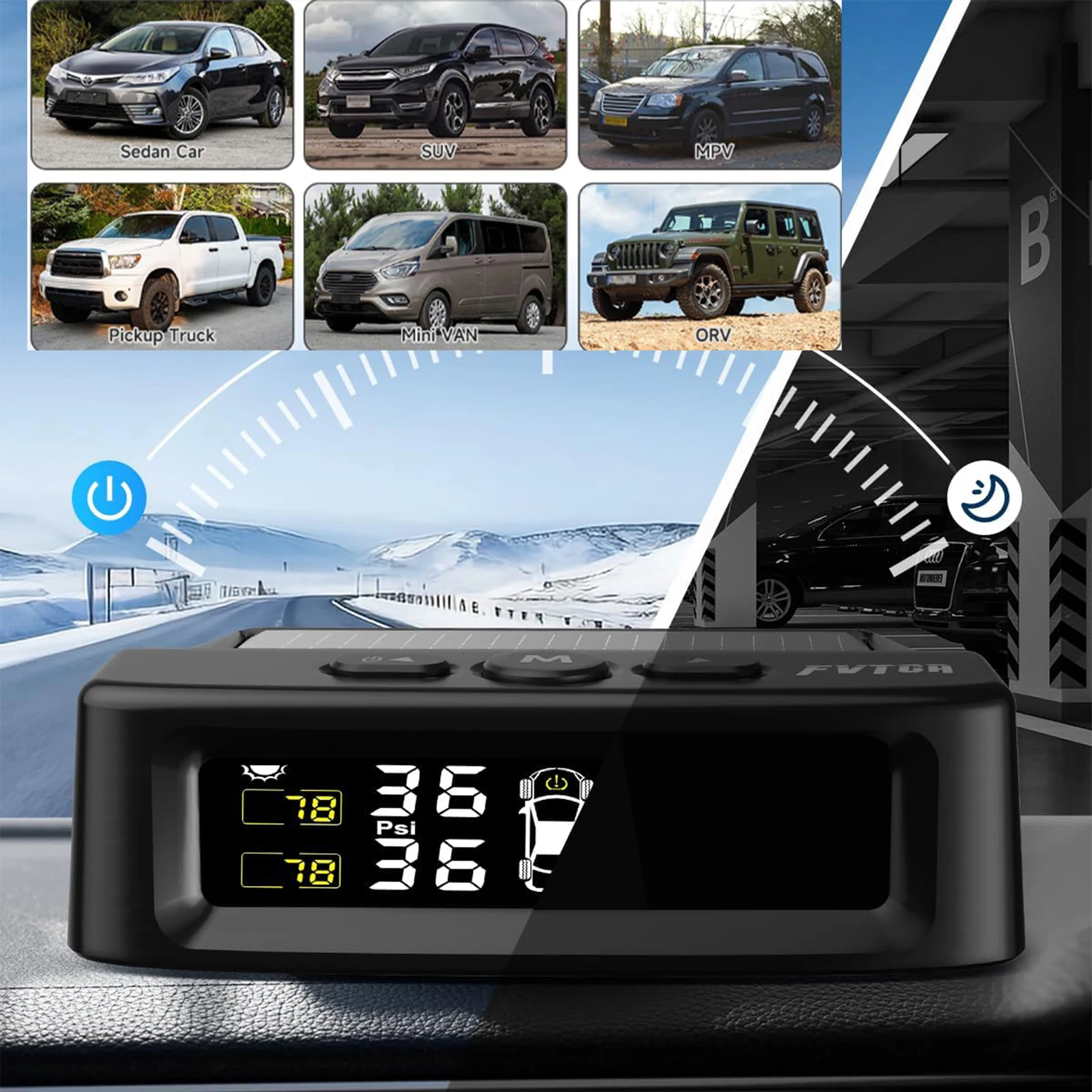 Smart Car TPMS Tire Pressure Monitoring Touch Screen Buttons LCD Display USB Auto Security Alarm Tire Pressure Sensor