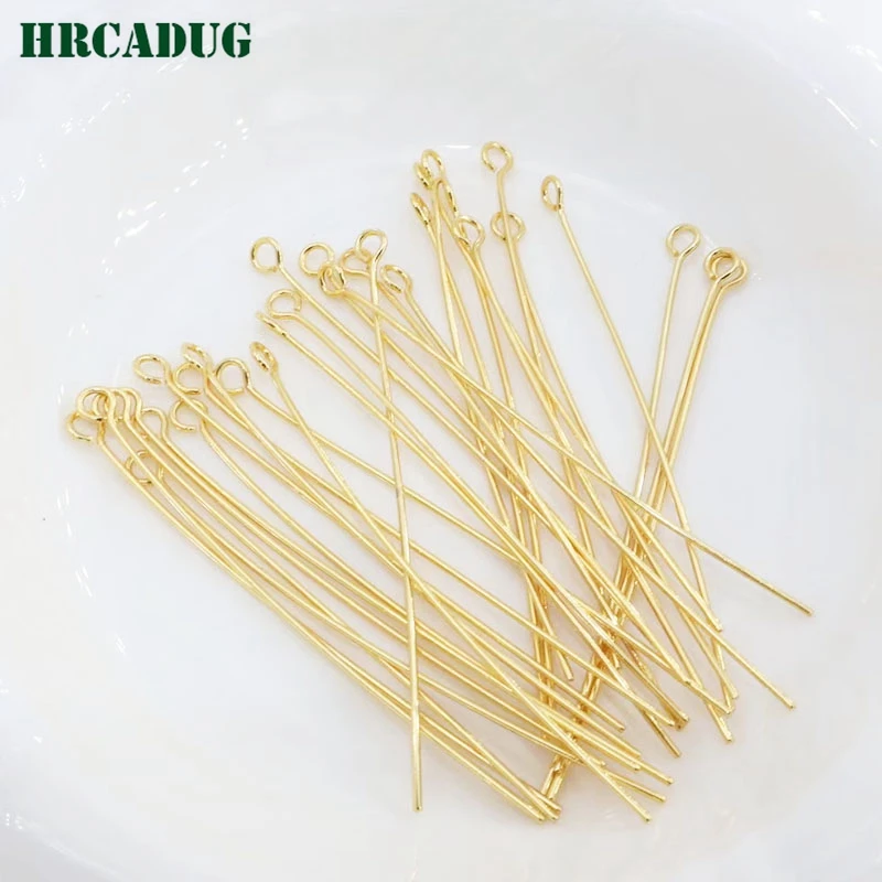 18K Gold Plated Eye Head Pins High Quality Brss Metal 9 Word Pins DIY Jewelry Making Accessories Needles Findings Wholesale Lots