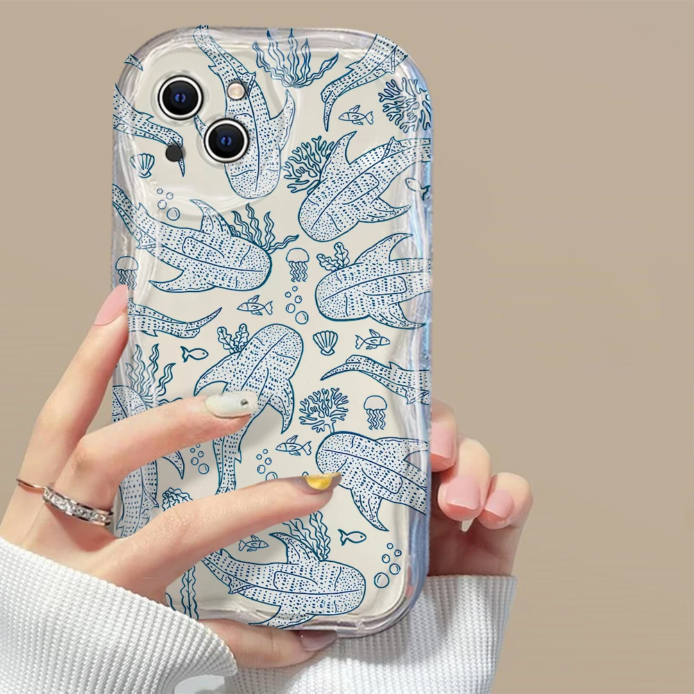 Summer Cartoon Turtle Pattern 3D Wave Case For Samsung A73 A72 A71 A55 A54 A53 A34 A33 A25 A24 A23 A15 A14 A05 A03 4G 5G Cover