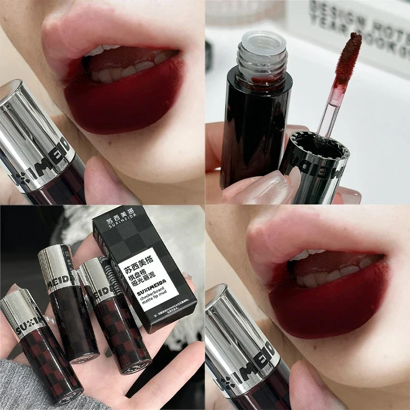 Matte Lipstick Punk Dark Red Lip Gloss Waterproof Lasting Smoky Nude Purple Matte Lipstick Natural Chocolates Lip Tint Makeup