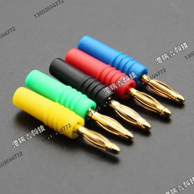 [SA]2MM yellow- blue color black GREE red banana plug test head soft leather gold-plated connectors A-1002 wire bonders--100pcs