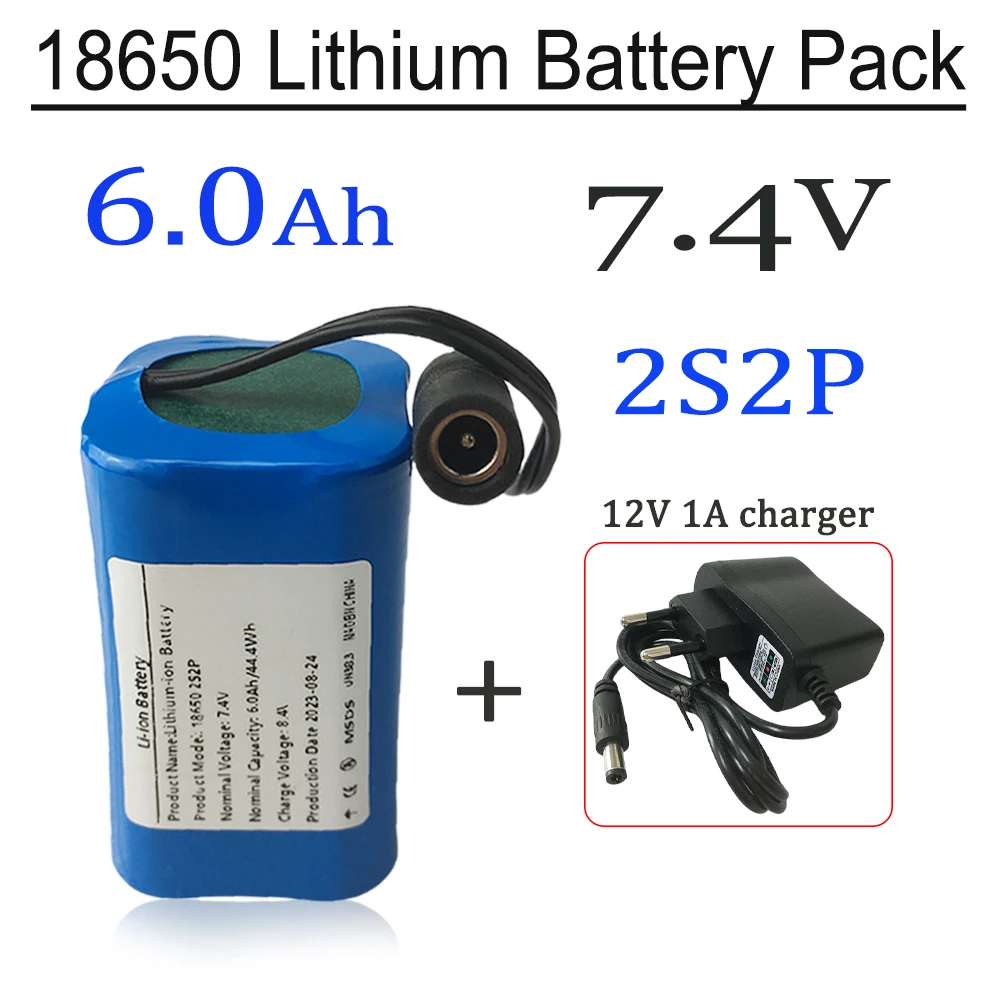 

2S2P 7.4V 6000mAh Li-ion Battery For T188 T888 2011-5 Remote Search Bait Boat Accessories RC Toy Accessories+charger