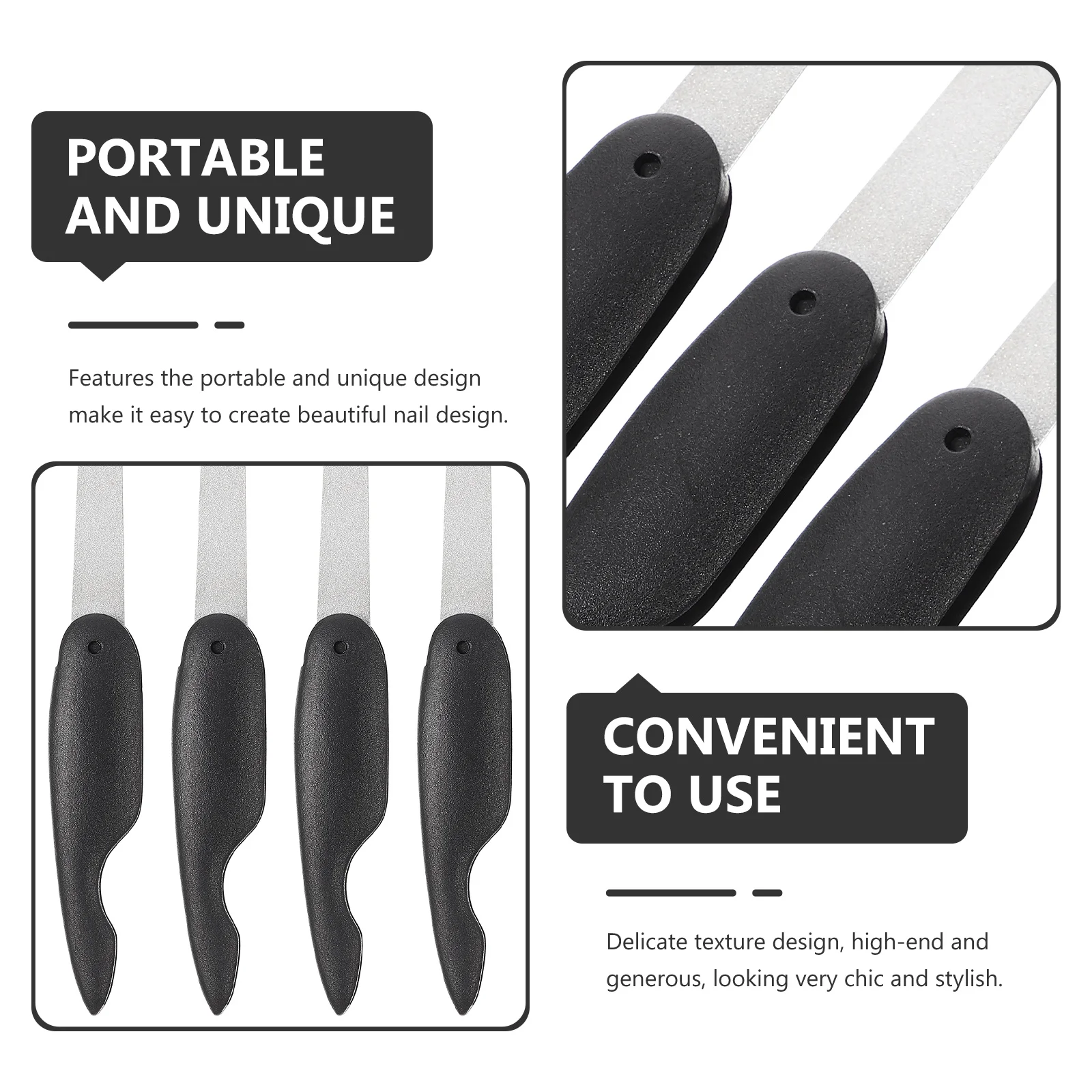 

6pcs Files Folding Design Premium Shaping Tool For Manicure Pedicure Durable Small Nail Buffers Set Stainless Steel Nail Art