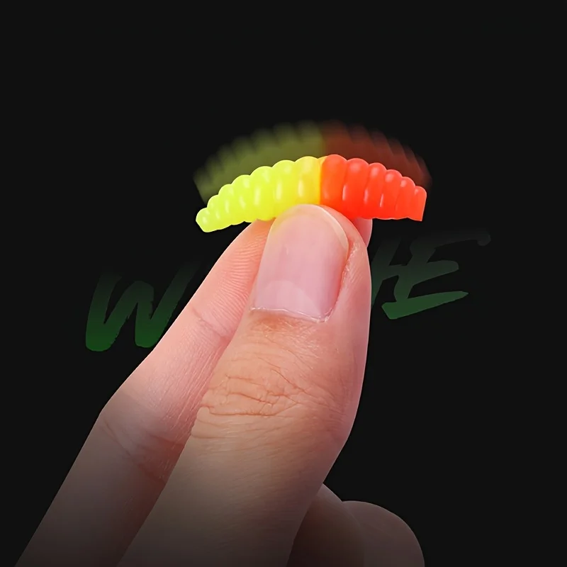 20 Stück Große 3,5cm/1,4g PVC-Wurm-Angelköder Realistische Würmer mit Schwanz für Salz- und Süßwasser – Detail 3
