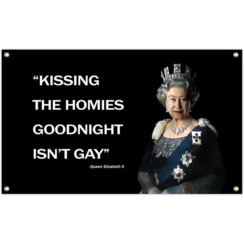 Kissing Homies Goodnight Flag Funny Tapestry 3x5 FT With Four Grommets For College Dorm Room Guys Man Cave Bedroom Wall Banner