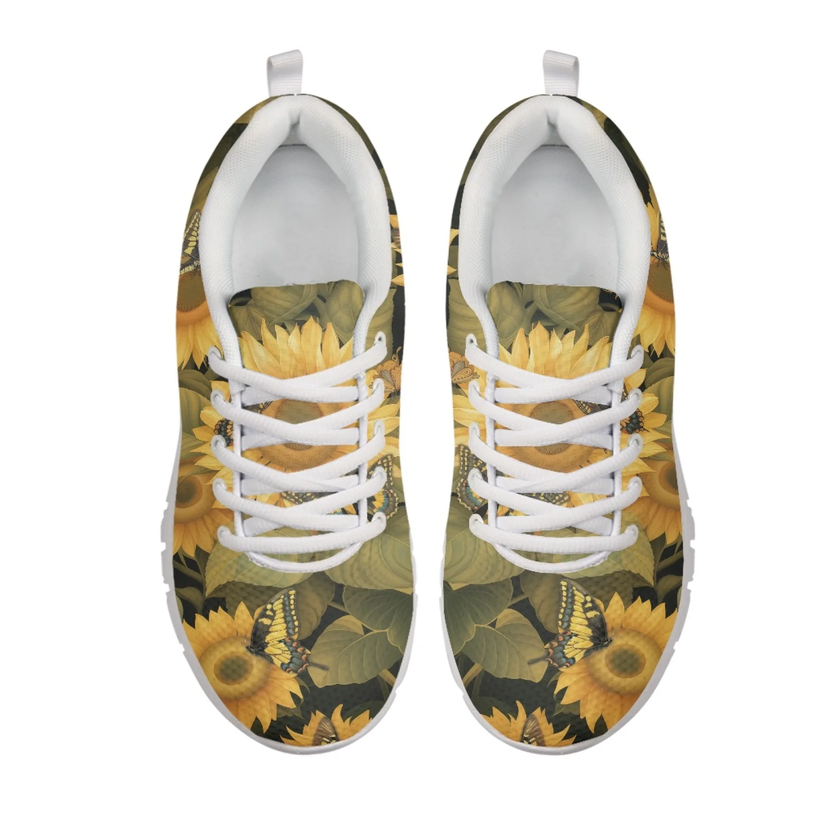 Coloranimal Sunflower Butterfly Running Sport Shoes, Mesh EVA Sole Lace up Sneakers for Men Women, Walking Camping
