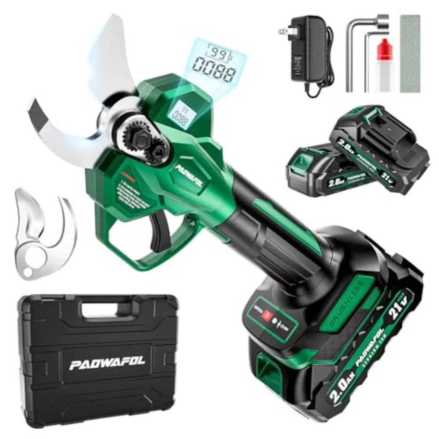 

Электрические секаторы с диаметром реза 1,6 дюйма (41 мм), беспроводные электрические ножницы с ЖК-дисплеем, 21В, бесщеточный двигатель, для обрезки веток