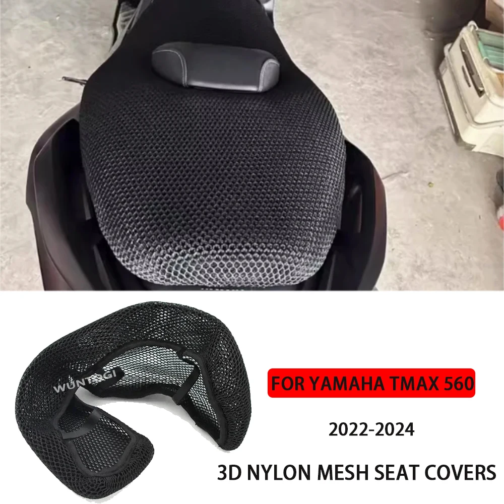 

For Yamaha TMAX 560 3D Nylon Mesh Seat Covers TMAX560 Heat Insulation Protection Seat Covers Motorcycle Breathable Seat Cushio