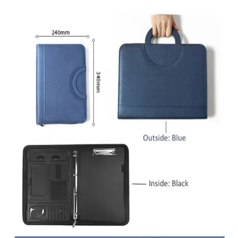 

Leather Multifunctional A4 Conference Folder - Business Stationery Contract File Organizer with Zipper And Card Holder