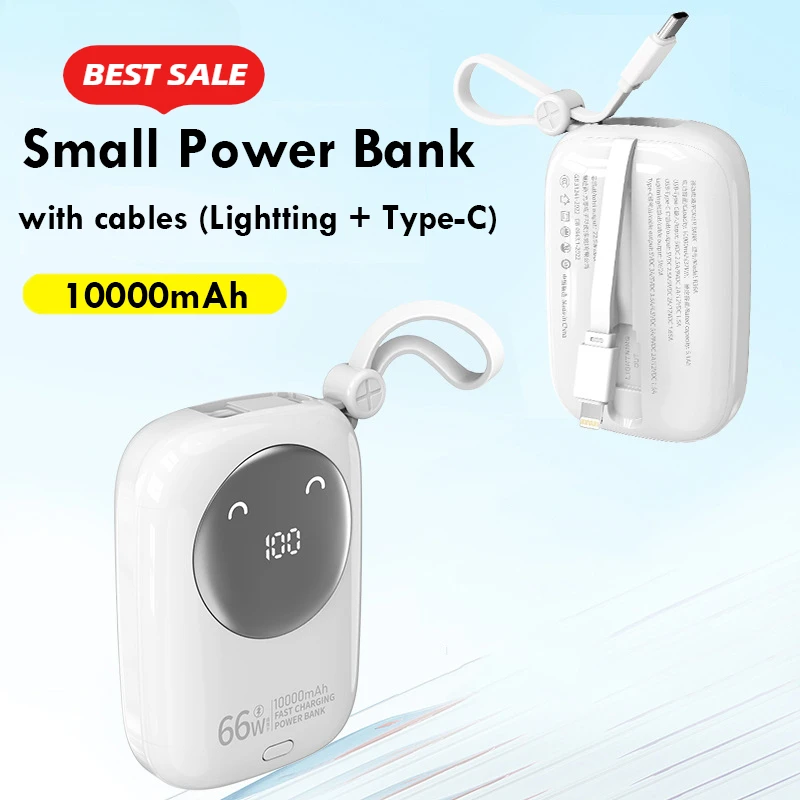 

10000mAh Portable Mini Power Bank With Type-C Cable Fast Charging PD20W Mobile External Spare Battery For iPhone Samsung Xiaomi