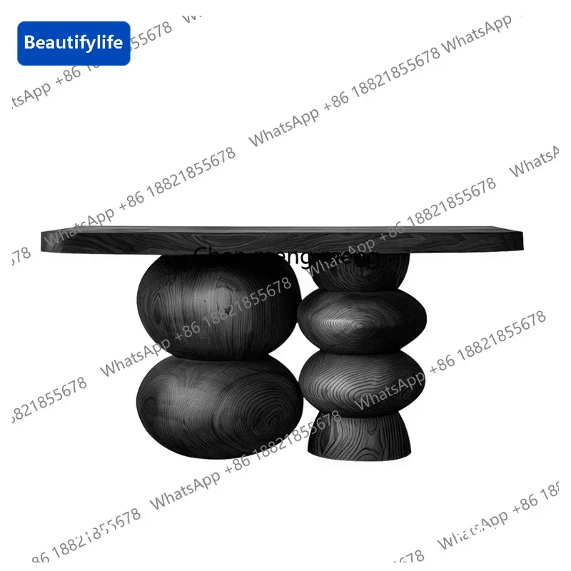 

183Solid Wood Entrance Table Art Design Sense Against the Wall Entrance Table Creative Narrow Side Table