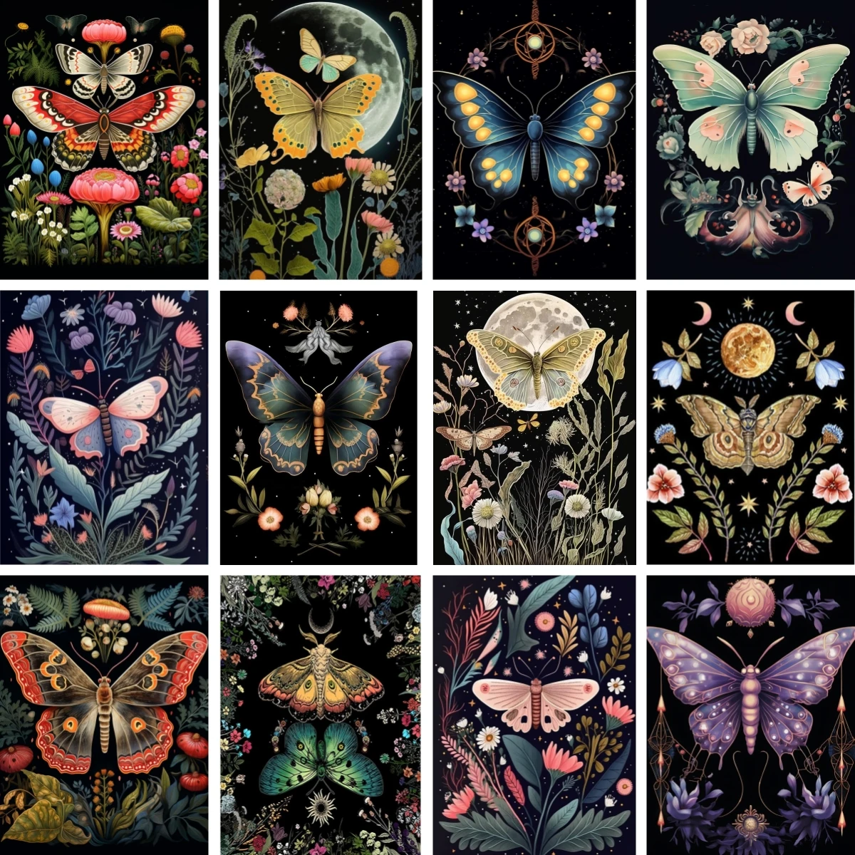 

DIY Diamond Painting Moth and Butterfly Botanical Pictures 5D Diamond Embroidery Adult Handicraft Mosaic Entomology Wall Art