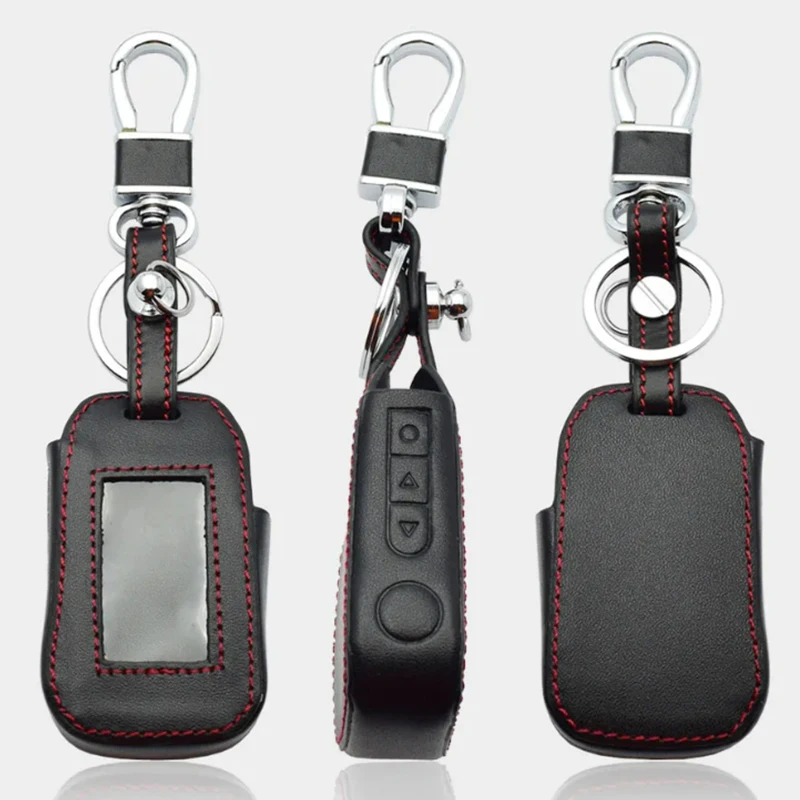 Genuine Leather Key Case for Starline A92 A94 A95 V62 A62 A64 V64 Car Alarm LCD Remote Control Keychain Transmitter Cover Bag