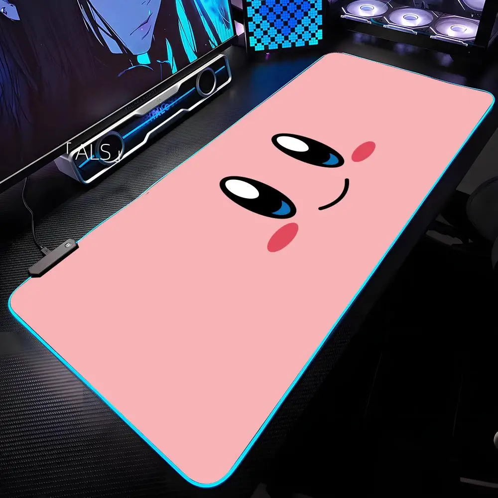 K-KirbySE Kawaii Mouse Pad RGB Backlit Mouse Pad Laptop Mouse Pad Laptop Gamer Computer Desk Gaming Accessories