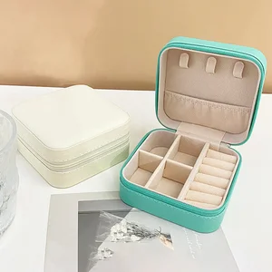 1 قطعة مصغرة أزياء عرض السفر سستة متعددة الوظائف مربع تخزين المجوهرات لقلادة سوار الأقراط خاتم التخزين المحمولة أفضل 6 قلادات دعم المبيعات - رقم 4