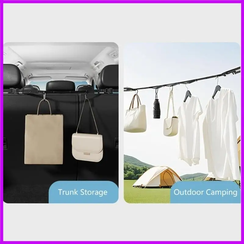 Portable Car Clothes Hanging Rope Multi-Functional Auto Interior Clothesline for Camping Travel Load Capacity:10kg