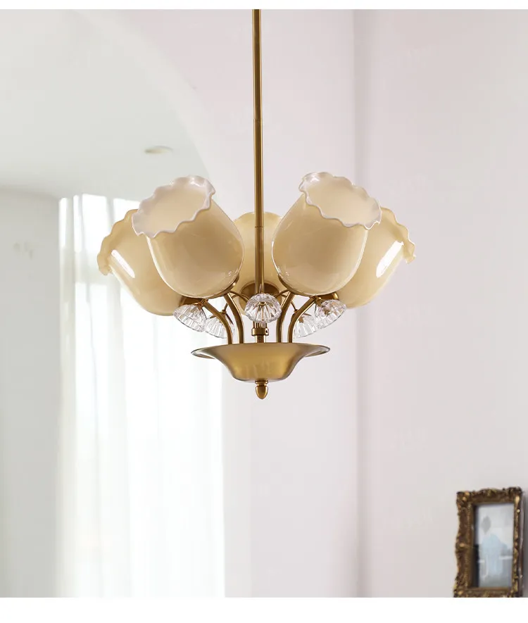 Medieval Medieval Style Flower Bud Poetic Shape French Retro Study Cloakroom Bedroom Hanging Lamp