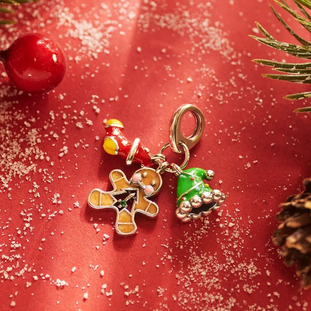 Weihnachts-Charm-Socken aus 925er-Sterlingsilber, Hut, Original-Lebkuchenperlen, unendliche Passform, Armband für Damen, DIY-Schmuck, Liebe, heißes Geschenk