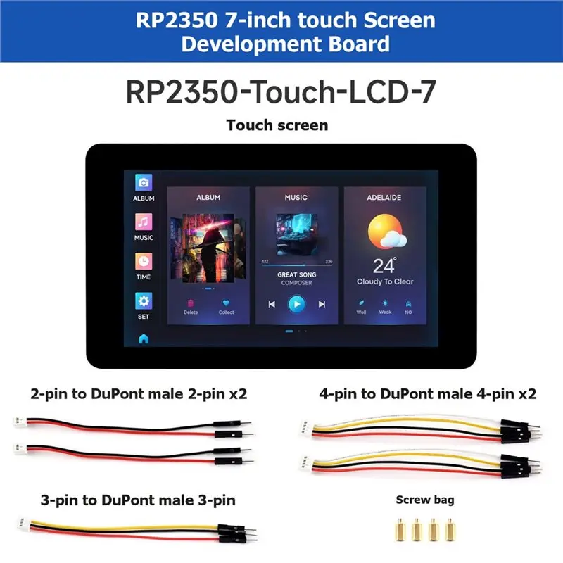 AA08-RP2350 7Inch LCD Touch Development Board 65K Color Supports Dual-Core And Dual-Architecture