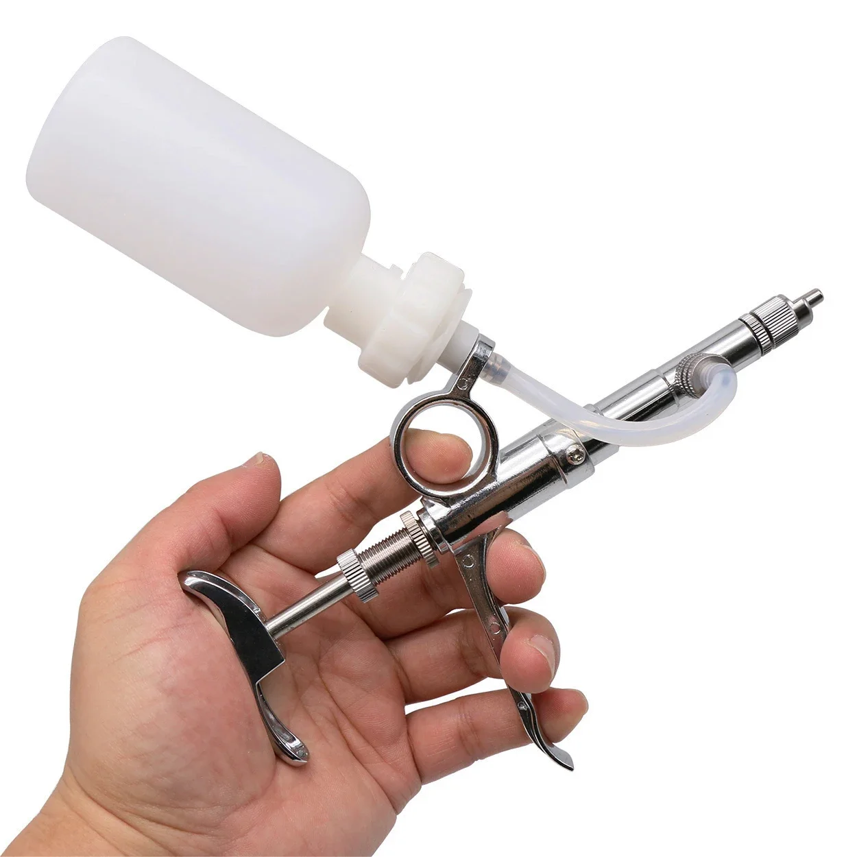 

1 Pcs 2ml Livestock with Vaccine Bottle Stainless Steel Vaccine Syringe Automatic Continuous Syringe Veterinary Equipment