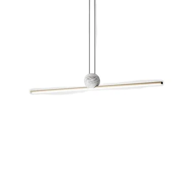Italian Minimalist Marble Copper Strip Pendant Light Nordic Simple Modern Island Light Luxury Light