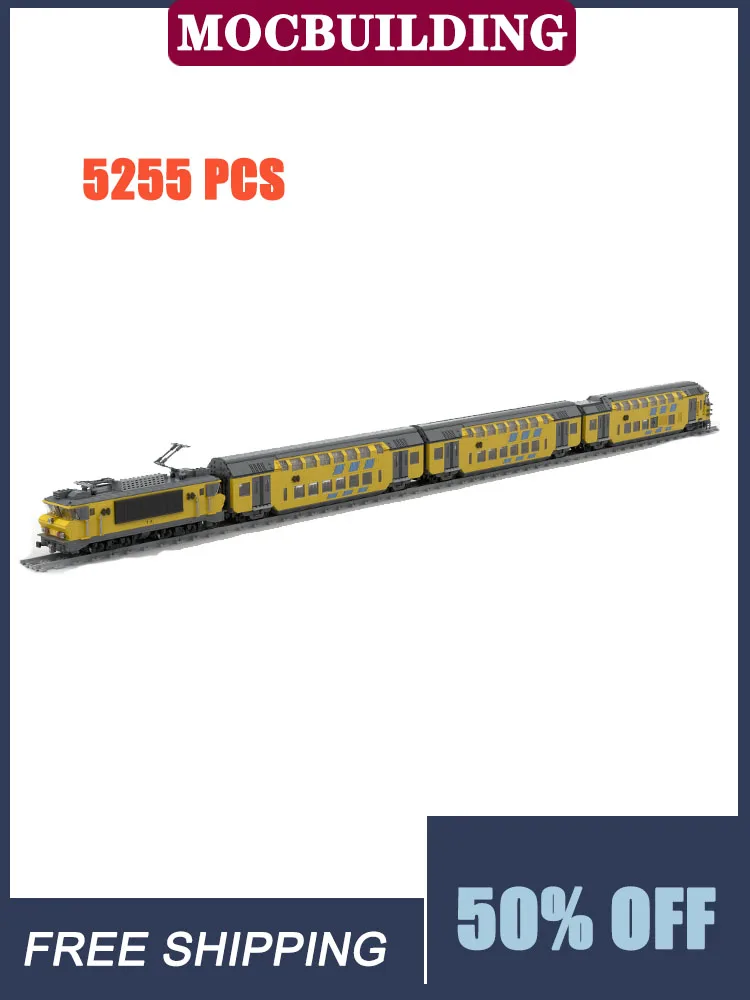 MOC City Dubbeldekker Treinmodel Bouwsteen Assemblage Transportvoertuig Locomotief Collectie Serie Speelgoedcadeaus - afbeelding 2