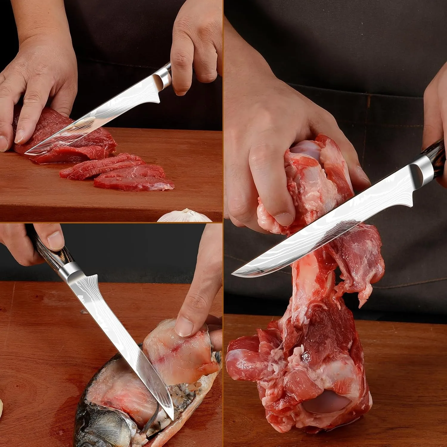 Damascus Bone Cutting Knife, Pig Slayer Knife, Commercial Professional Shaving Knife, Stainless Steel Pork Cutting Knife
