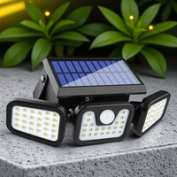Solar Garden Light Waterproof Outdoor Solar LED Triple Head Body Sensor Wall Lighting Street Light for Garden Yard Pathway