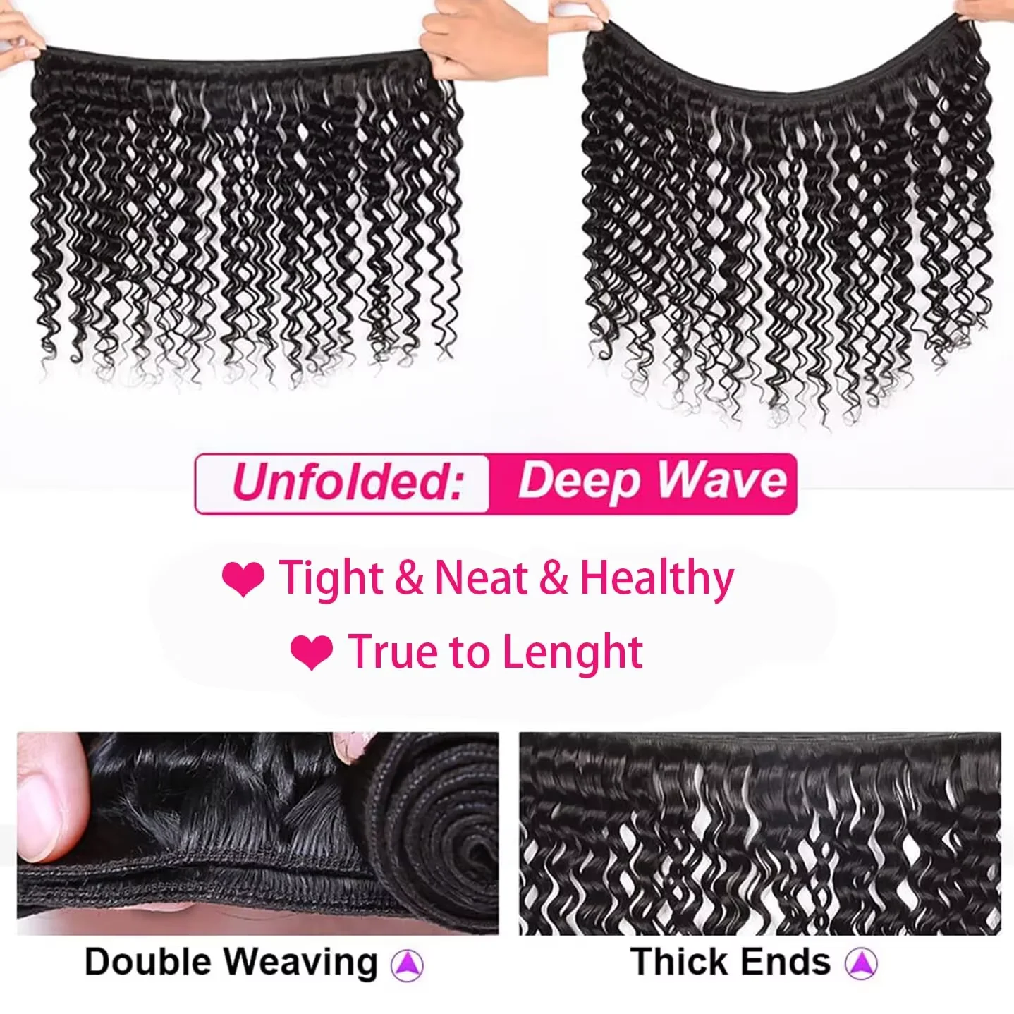 Raw Human Hair Bundles Deep Wave Brazilian 3 4 Bundle 28 30 Inch Virgin Curly Hair Extension For Women Sew In Quick Weave Bundle image 4