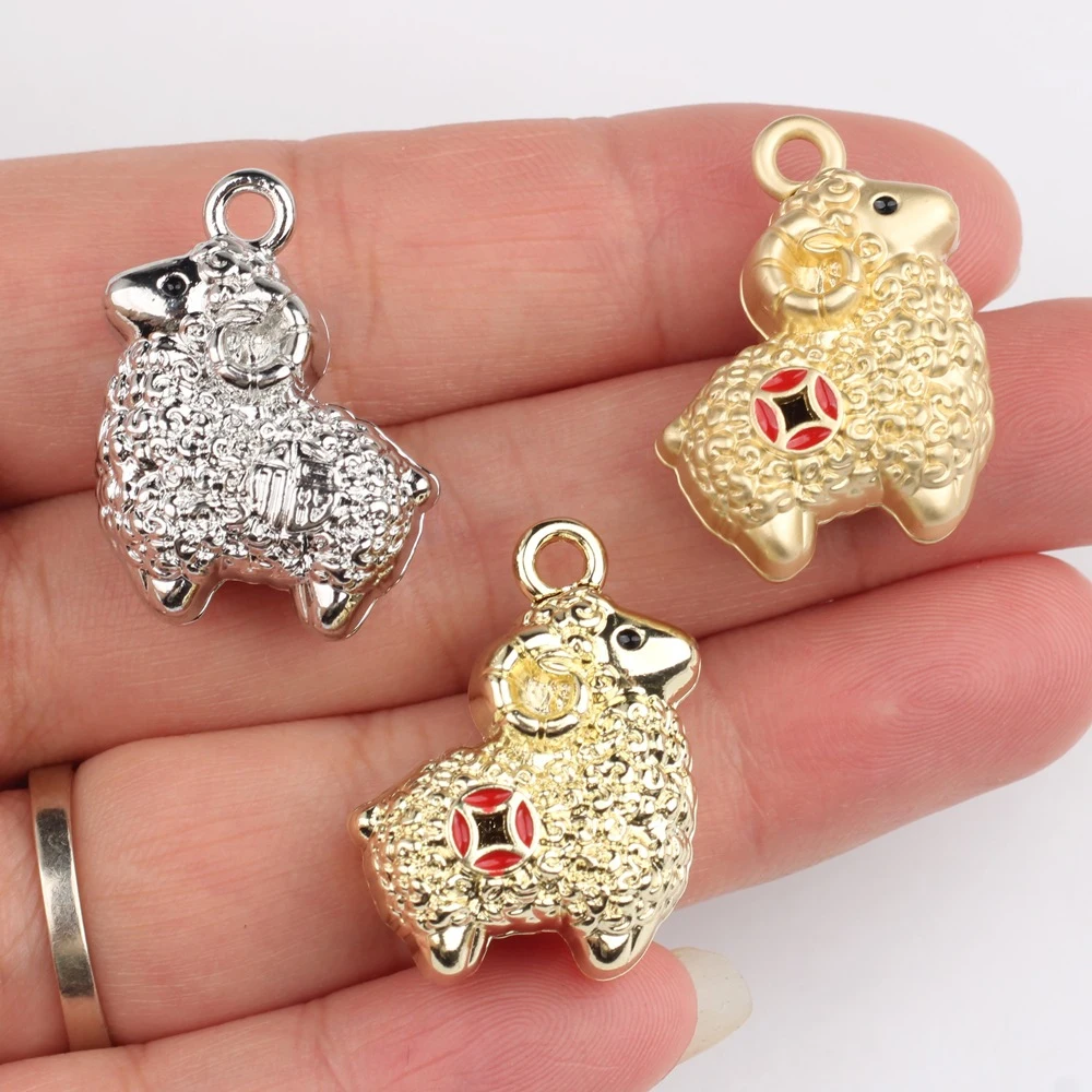 10pcs Simple Fashion 3D Sheep Pendant Jewelry Making Accessories DIY Handmade Earrings Necklace Bracelet Key Craft Ornament Gift