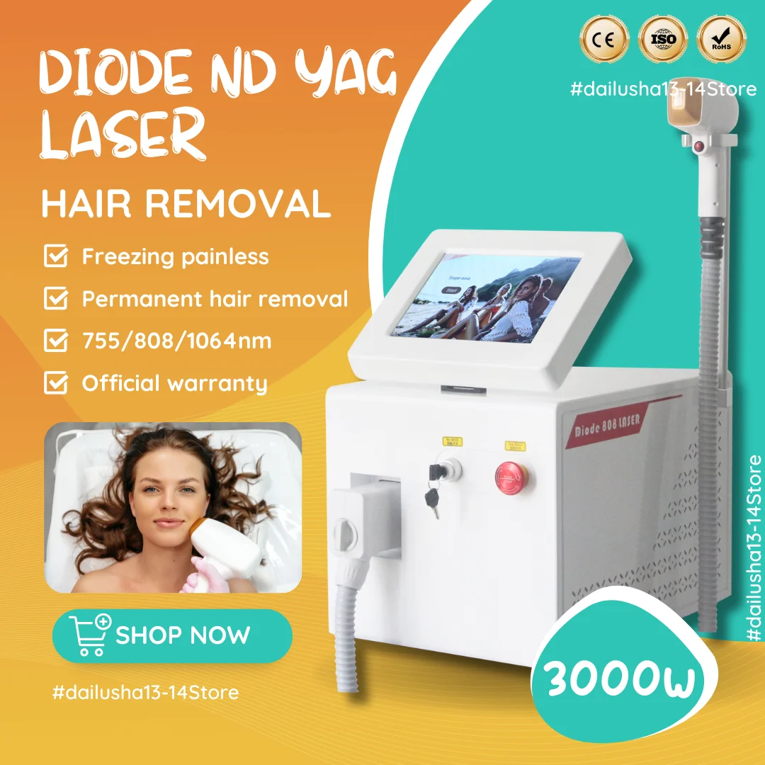 Professional 808nm Diode Laser Remove Hair Machine 3000w Ice Titanium Alexandrite Laser Painless Permanent Hair Removal Device