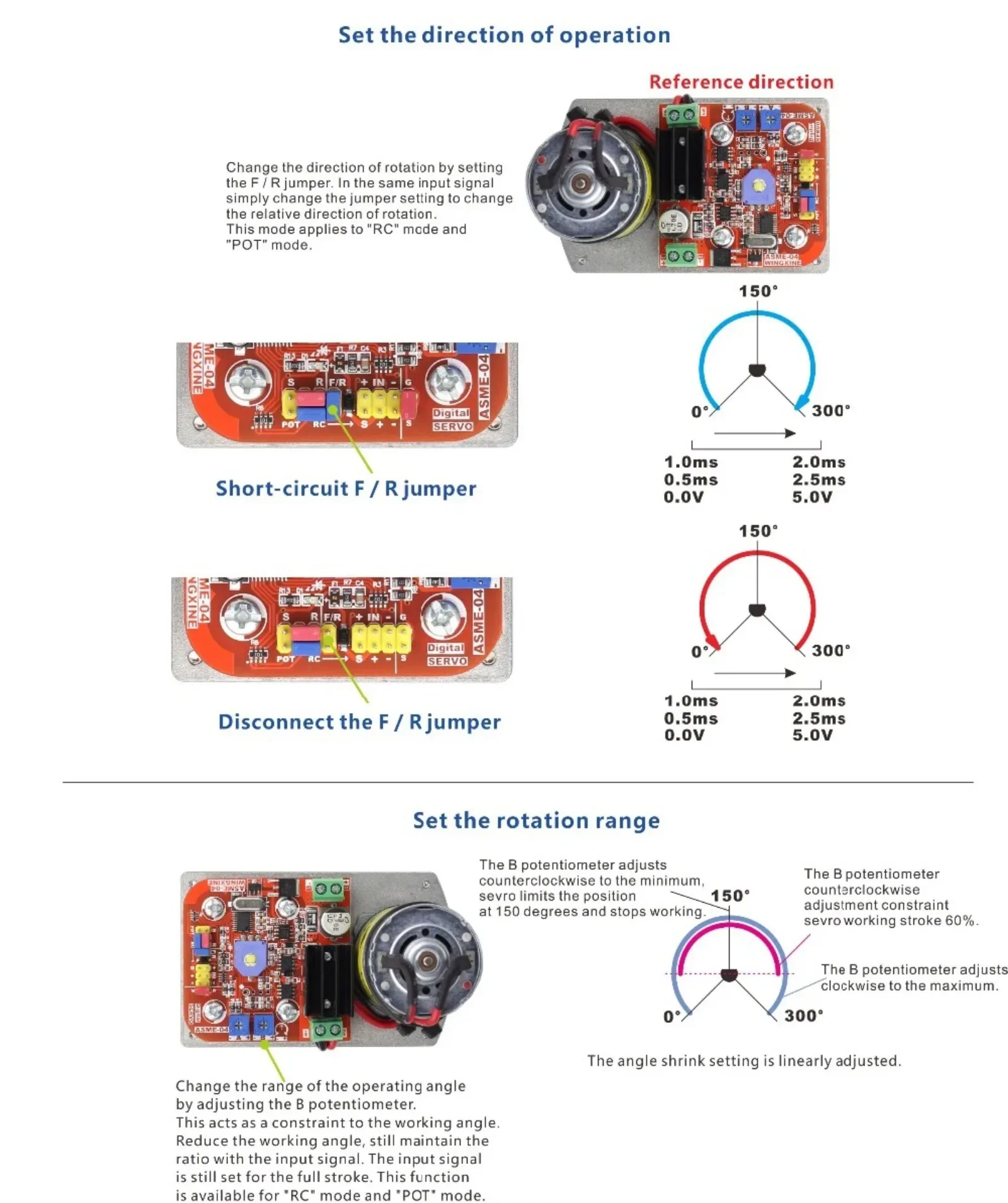 ASMC/ASME-03-04-05 series robot servo high power and high torque servo controller 12V~24V 180/380kg.cm PCB controller