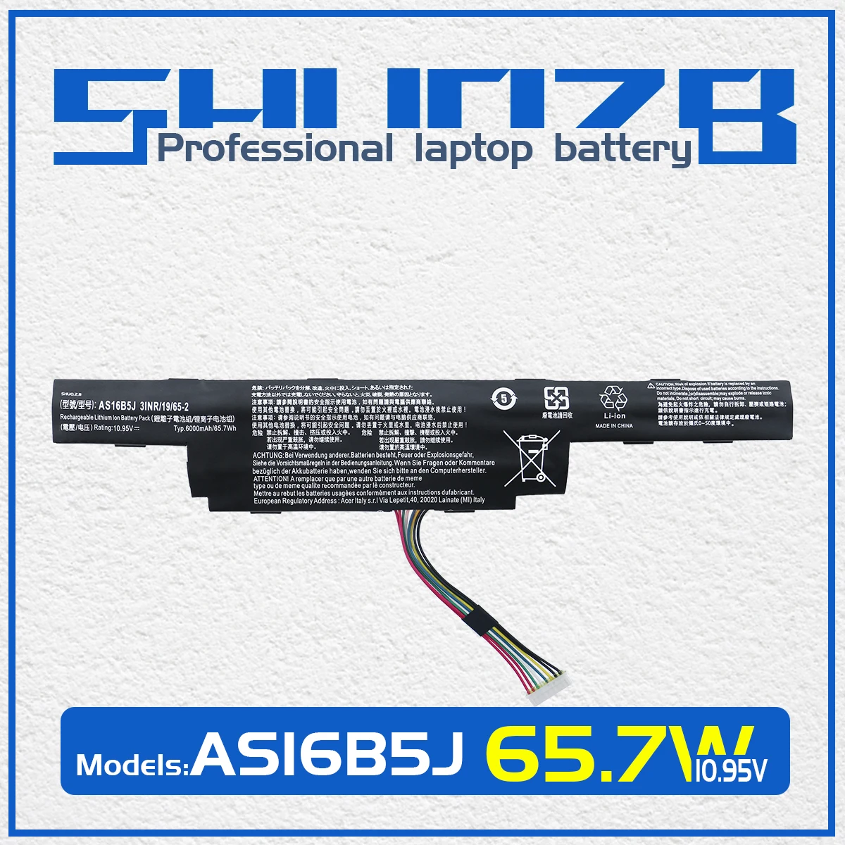 

SHUOZB AS16B5J AS16B8J Аккумулятор для ноутбука Acer Aspire E5-575G-53VG 3ICR19/66-2 F15 F5-573G Series 10,95 В 65,7 Втч Бесплатные инструменты