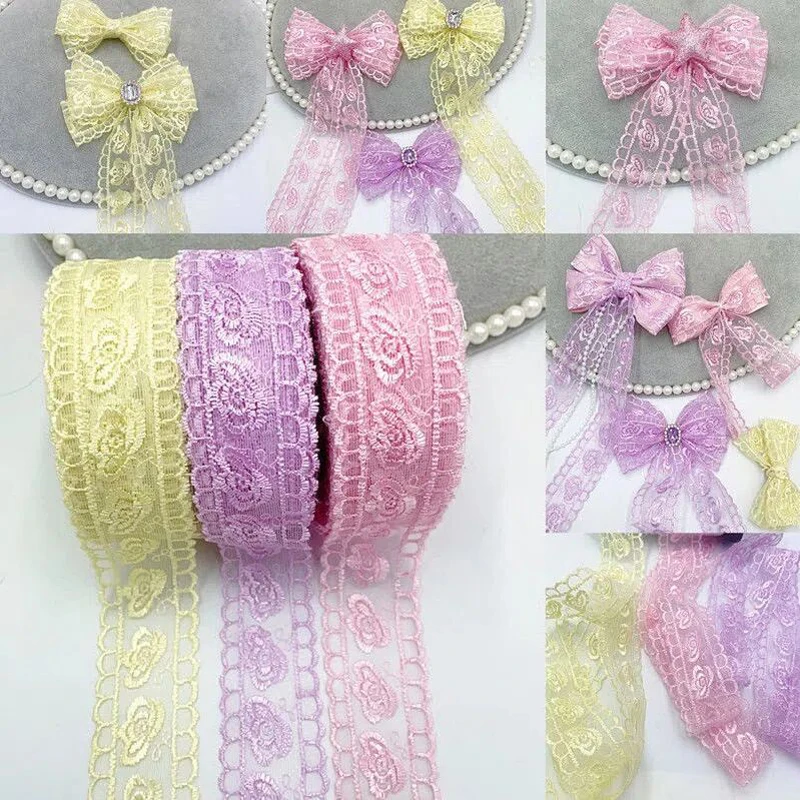 14 Yards 38MM Tulle Embroidery Lace Ribbon DIY Handmade Material Hair Bows Clothing Shoes Hats Accessories Home Decoration Belt