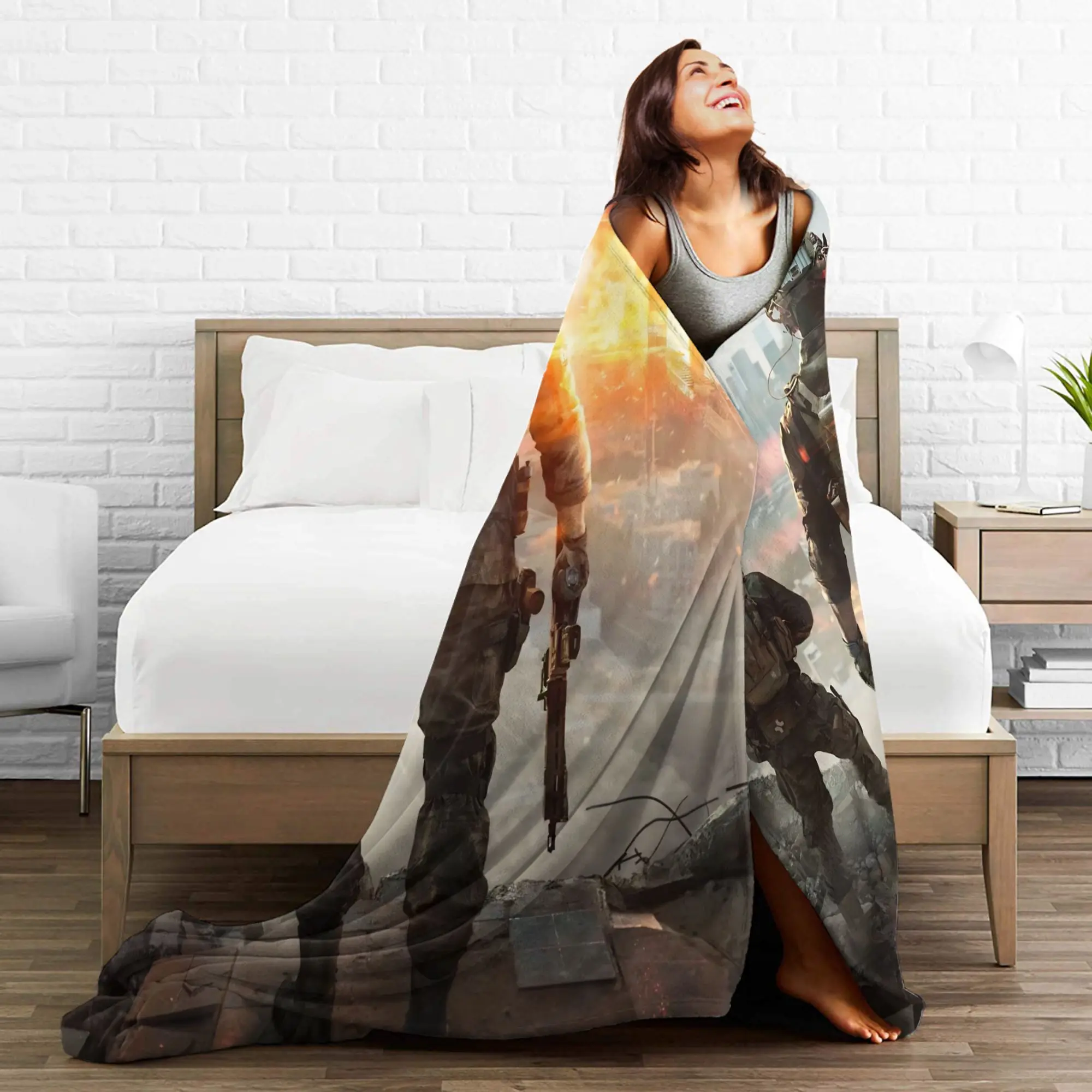 ساحة المعركة فئة الجندي لعبة BF6 غطاء بطانية اطلاق النار الصوف رمي البطانيات المنزل الأريكة المطبوعة لينة المفارش متعددة الوظائف #3