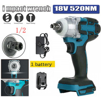 520NM Brushless Cordless Electric Impact Wrench 18V Rechargeable Impact Wrench 1/2 inch Power Tool Compatible for Makita Battery