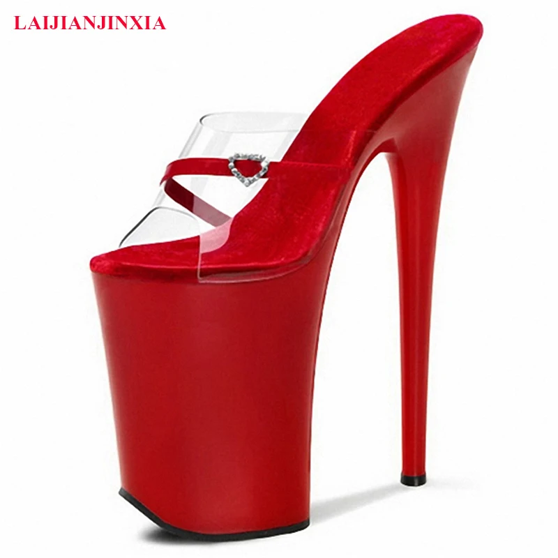 

Women's Exotic Slippers Platform Models Stripper Heels Peep Toe 23cm Sexy Fetish 9Inch Gothic Shoes Strip Pole Dance Cross Dres