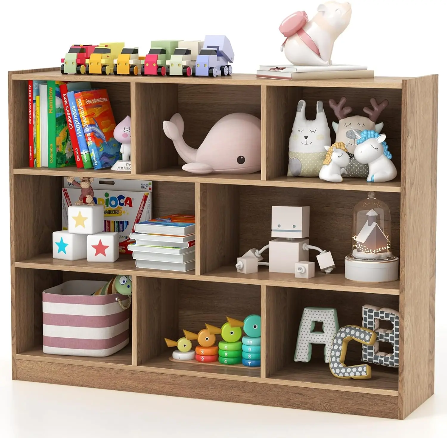 

Toy Storage Organizer, 3-Tier Kids Bookshelf, 8 Cube Kids' Bookcases, Cabinets & Shelves, Wooden Toy Shelf Organizer, Small