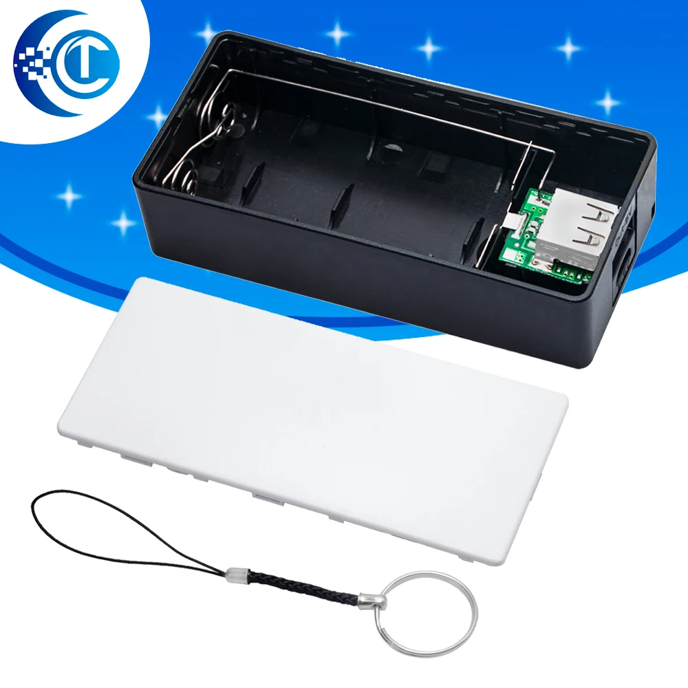 2‑Slot Black 18650 USB Power Bank Shell DIY Charging Box Kit for Phone MP3 Player
