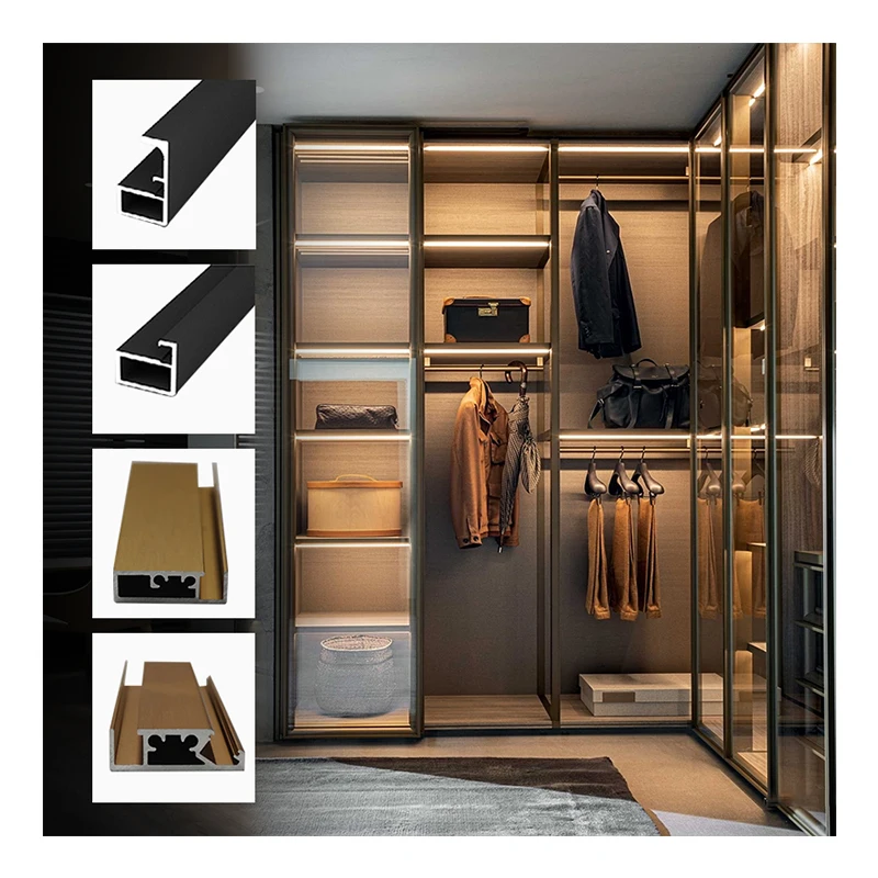 

-Для индивидуальной мебельной фурнитуры, алюминиевая рама, раздвижная дверь, алюминиевый профиль для стеклянной двери шкафа и