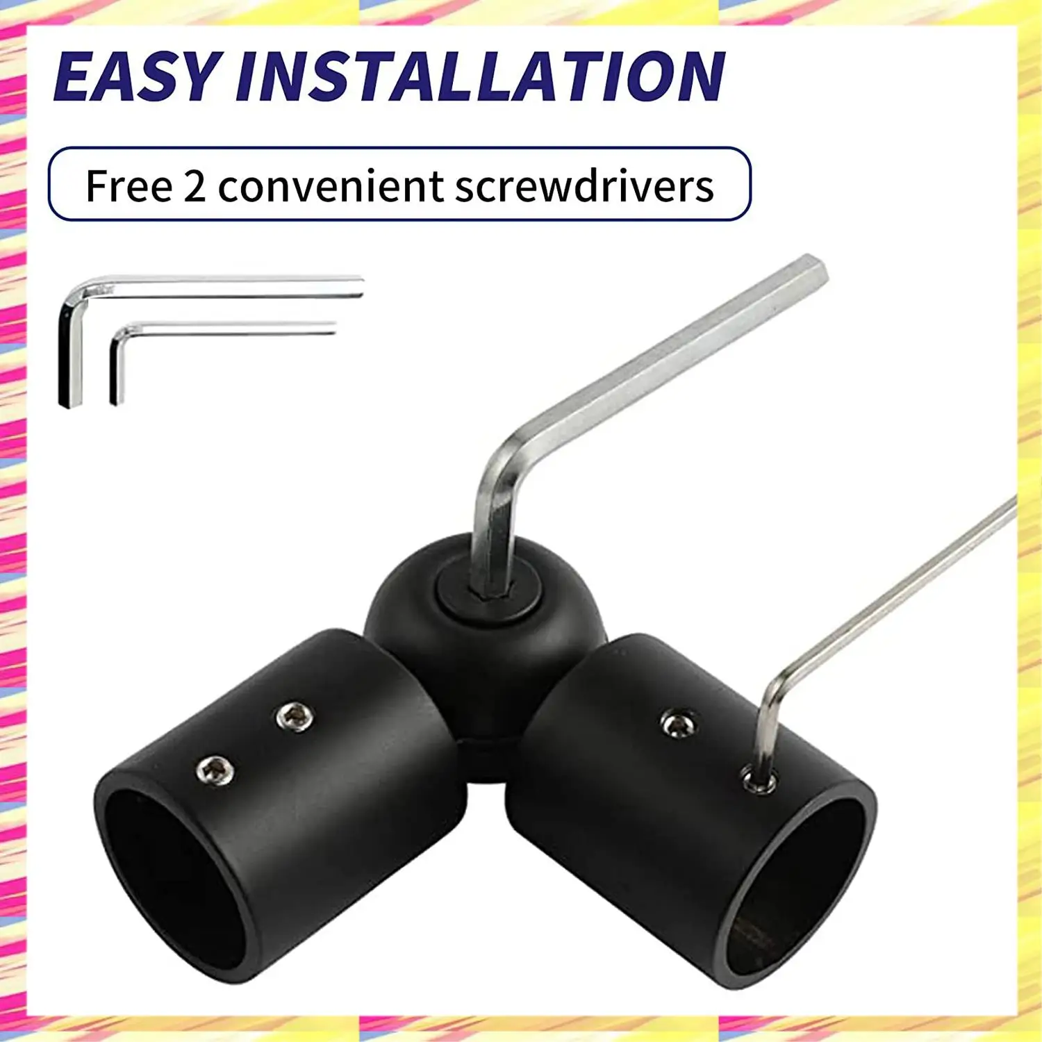 

ABJJ 2PCS Curtain Rods Corner Connector, Adjustable Curtain Rod Corner Connector For 1 Inch Bay Window Curtain Rods