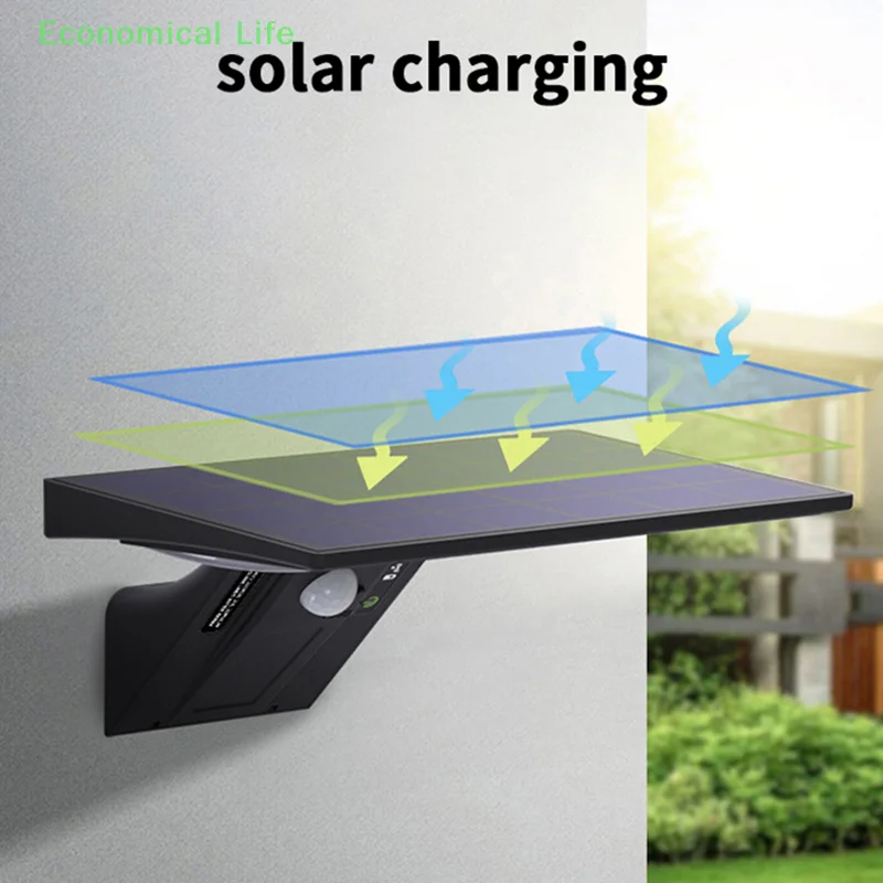 For Porch Yard Garden Solar OutdoorLights Motion Sensor With Control 90LED 3 Color 4Modes Security Flood Waterproof Light