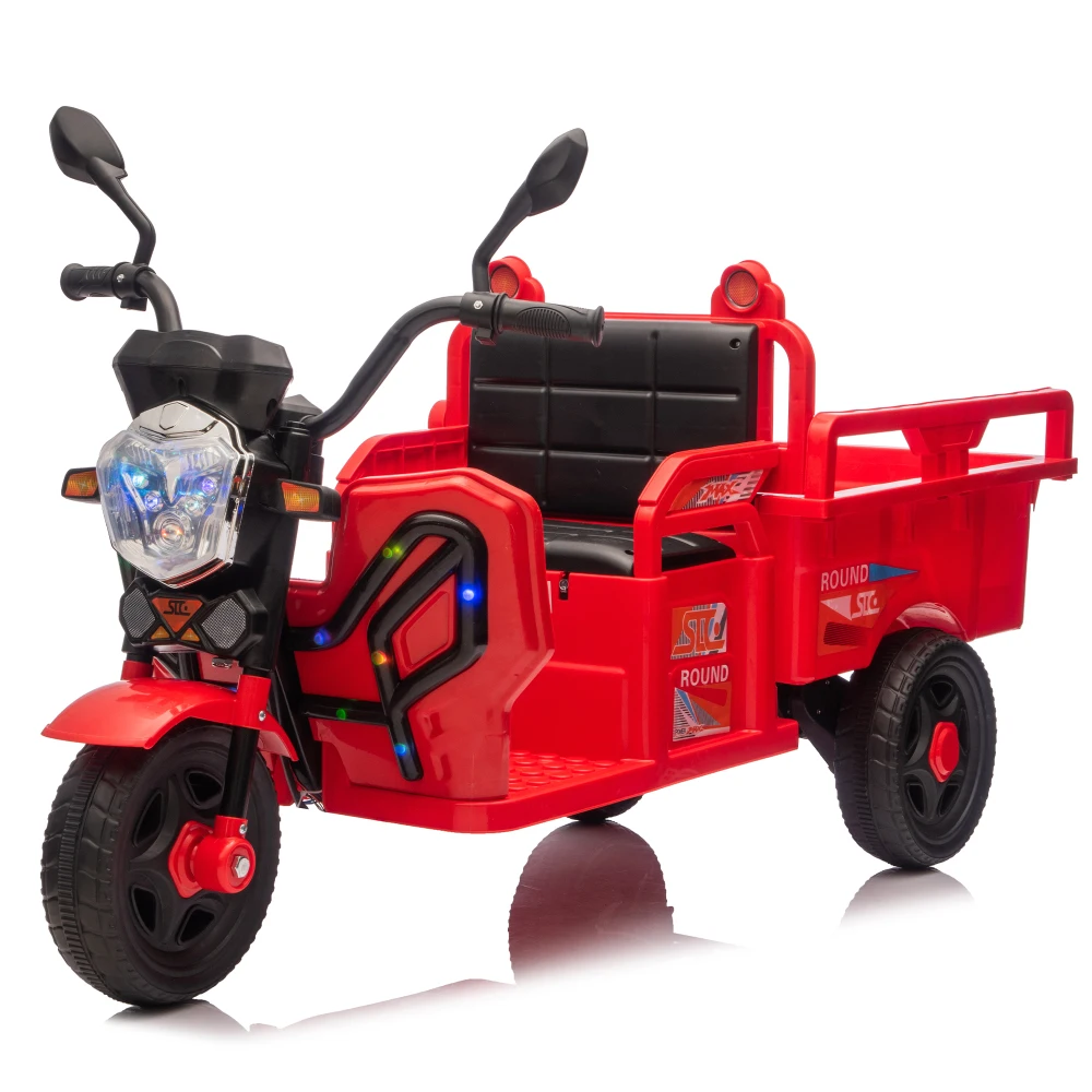 12V Kids Electric 3-Wheel Cargo Truck,2WD,Anti-Slip Wheels,Long Battery Life,Large Storage Space,Extra Wide Seat with LED Lights & Music,Stable Electric Trike for Toddlers,Recommended age: 3-6