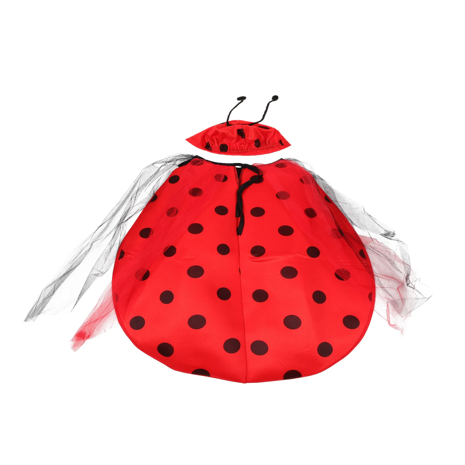 

2pcs Ladybug Costume Set Dress Wings Antenna Headband Party Outfit Halloween Christmas Birthday Camp Events