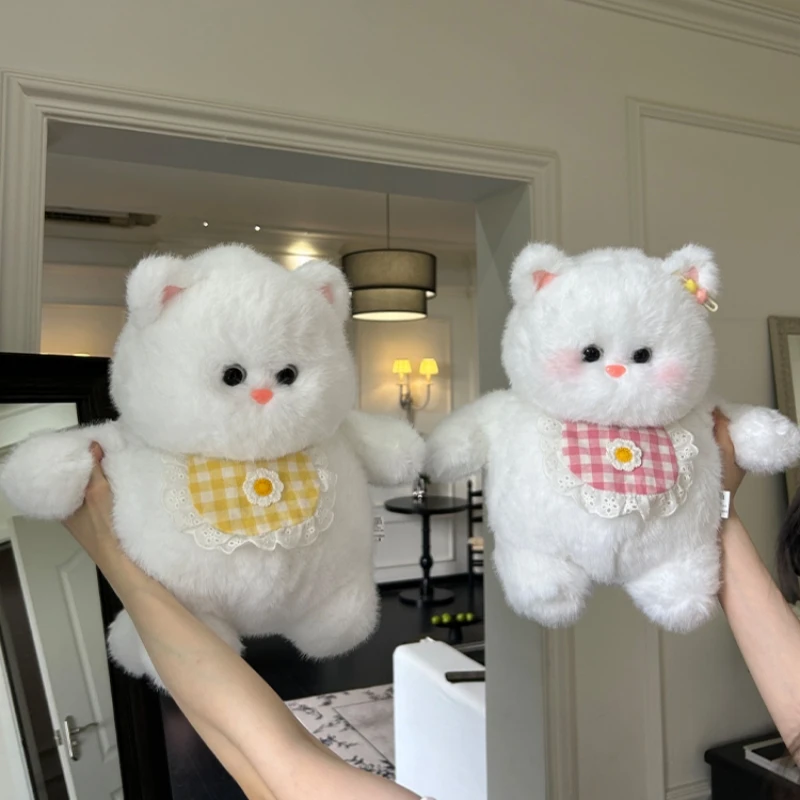 Juguete de peluche de gato blanco de 35cm, figuras de Anime para niña, decoración de habitación Kawaii, regalo de Navidad para niños