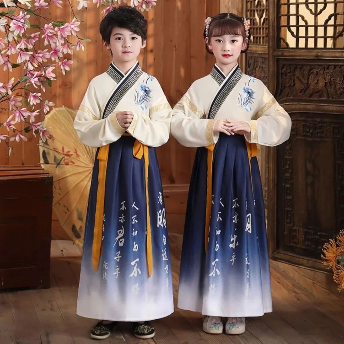 Chinese Boys Traditional Clothes - New Book Child Costume for Three Character Classic & Kids' Day Hanfu Costume
