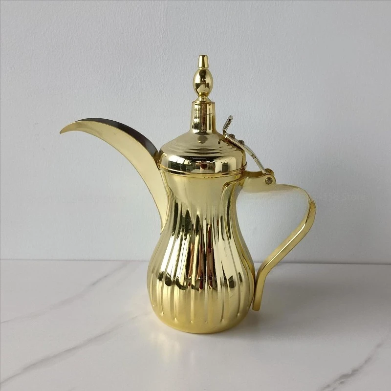 

Stainless steel polka dot tea kettle, gold silver eagle beak Middle Eastern coffee pot