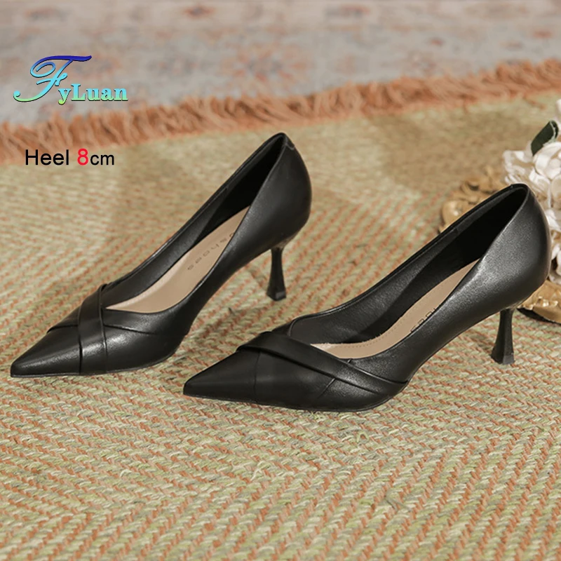 

Soft Leather Women Pumps Pointed Toe Shallow Mouth Female High Heels Shoes Fashion Versatile Evening Party Stiletto Single Shoes